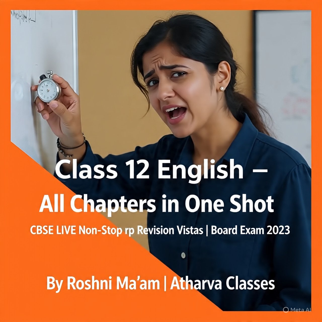 Design a dynamic and energetic YouTube thumbnail for a Class 12 English revision session.  Main Text